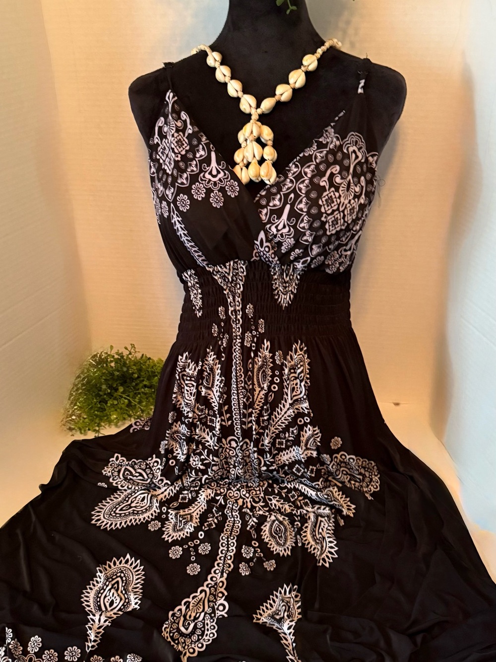 Bobbie Brooks Black & White Paisley Maxi Dress